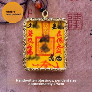Hand-Painted Calligraphy Wealth God Card Tangka Box Personalized Hand-Drawn Amulet Lucky Charm Mobile Phone Accessories
