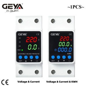 1PCS GEYA Adjustable Over Voltage Under Voltage Protection Device 63A 220VAC 110VAC Digital Display Voltage Protector KWH