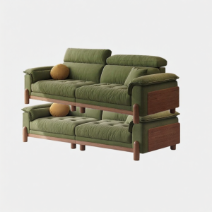 SHENGNIWEIER | Ghế Sofa Linen Tháo Rời Được và Giặt Được với Đệm Đầu Gập Walnut Wood