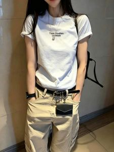 XINDADANG | Short-sleeve Slimming White T-shirt for Women