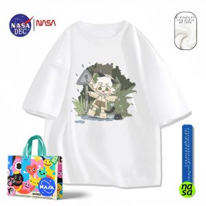 เสื้อยืดแขนสั้นผ้าฝ้ายแท้สำหรับผู้ชาย ฤดูร้อน 2023 คอตตอน 100% ทรงหลวม คอกลม เสื้อยืดคอตตอนแท้สำหรับผู้ชาย