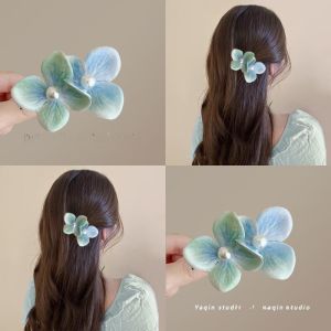 Light Mint! Mint Green Phalaenopsis Flowers Barrettes! Vacation Style Duckbill Clip Fairy Style Hair Accessories Female Hair Band
