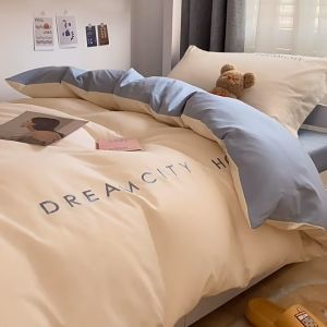 Set chăn ga gối 4 món cotton linen Dream city bền đẹp chăn ga gối màu trơn đơn giản tối giản độc đáo chăn ga gối phong cách hàn quốc sang xịn xinh xắn đủ kích thước 1m6 1m8 2m2 theo yêu cầu - không kèm ruột