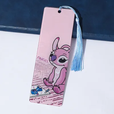 Disney | Cute Lilo & Stitch Acrylic Bookmark with Tassel Cartoon Anime Book Marker for Students Book Lovers Reading Decoration Stationery