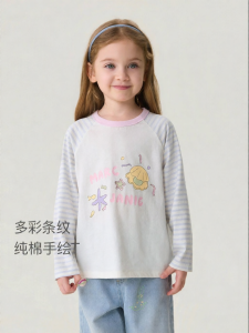 Marc&Janie | Multicolor Stripe Hand-Painted Girls T-Shirt Cotton