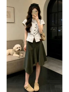 AICAILIN | Đầm Tay Ngắn Nút Bất Quy tắc