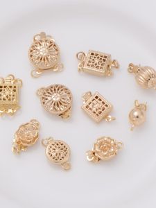 หัวเข็มขัด DIY สร้อยคอ สร้อยข้อมือ ลูกปัดไข่มุก ทองชุบทอง 14K หัวเข็มขัดทำมือ หัวเข็มขัดสุดทันสมัย อุปกรณ์ทำเครื่องประดับ