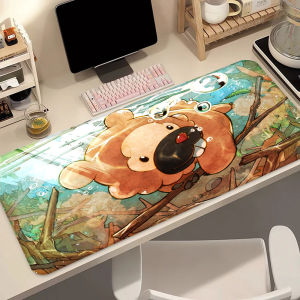 Bandai | Kawaii Anime Large Gaming Mouse Pad P-Pokemon Bidoof Speed Desk Mat Gamer Keyboard Mousepad HD Home Office Desk Accessories