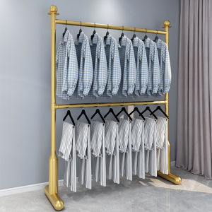 ราวตากผ้าสองชั้นแบบตั้งพื้นสำหรับห้องนอนสามารถปรับได้ง่ายสำหรับระเบียงตากขึ้นลงและลงได้สำหรับใช้ในห้องมีความจุขนาดใหญ่