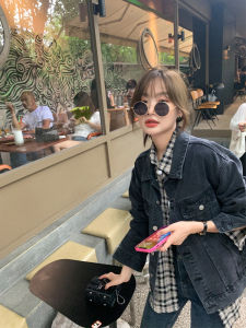 Halo Luu Vintage Black Grey Denim Jacket Womens Spring Autumn Loose High-End Short Top Button Cotton Long Sleeve Solid Color