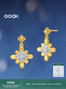 Fireworks Rain Carving Elegant Hollow-out Gold Plated Ear Stud