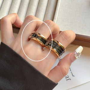 Non-Fading Titanium Steel Ceramic Ring Couple Style Mens Wide Version Rose Gold Color Wedding Band High Quality Luxury Feel