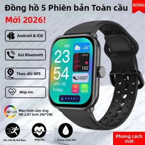 Đồng Hồ Thông Minh Thể Thao 5 New 2.01" Màn Hình AMOLED Thiết Bị Theo Dõi Thể Dục Đo Nhịp Tim ECG Chống Nước GPS Chức Năng Gọi Điện Dành Cho Nam Và Nữ