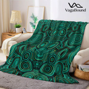 Malachite Symmetric Agate Flannel Blanket Warm Soft Halloween Christmas Decorative Couch Warm Cozy All-Season Gift