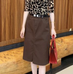 กระโปรงยีนส์ทรงเอเอวสูงทรงเอยาวปานกลางสไตล์เกาหลีสำหรับผู้หญิงวัย 35-39 ปี ทรงเอ เอวสูง ทรงเอ เอวสูง