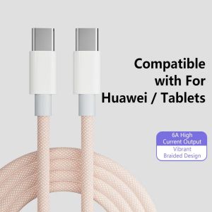 1 Cái 100W Cáp Sạc Siêu Nhanh Type-C To C Cáp Dữ Liệu Bện Nhiều Màu Sắc Tốc Độ Cao Cho iPhone Xiaomi Samsung Huawei