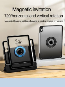 RBPY-Fold Detachable 720° Rotating Anti-Bend Stand Case for iPad Pro 11/12.9" (5th Gen 2020-22) Air 6/5/4 (10.9") Mini 6 (8.3") iPad 10/9/8/7/10.2"(Acrylic Black Anti-Fall M1/M2