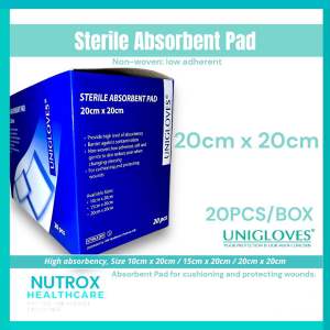 (Full Box) UNIGLOVE Gamgee Absorbent Pad 20pcs 15cm x 20cm 10cm x 20cm 20cm x 20cm Non Woven Low Adherent