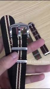 Silver Buckle Ribbed Sailcloth Watch Band Fabric Universal 18mm 20mm 22mm Black Premium High Quality Nylon Sport Strap Accessory