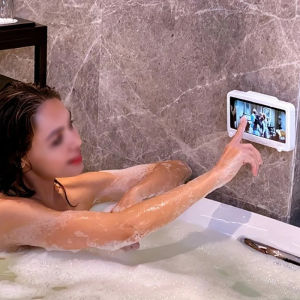 ห้องน้ําผู้ถือโทรศัพท์ฝักบัวกันน้ําเคสโทรศัพท์ซีลป้องกันหน้าจอสัมผัสกล่องโทรศัพท์มือถือสําหรับห้องครัวชั้นวางของติดผนัง