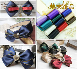 Phụ Kiện Tóc DIY Thắt Nút Bướm Viền Vàng 38mm Vải Satin Đồ Trang Trí Tóc Chất Liệu Gói Quà Tặng Băng Ruy Băng Lụa Thủ Công