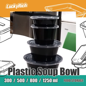 LuckyRich ~ Plastic Soup Bowl Food Storage with lid cover for Food Container Needs