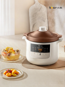 Bear | Nồi hầm điện chất liệu gốm sứ chế độ tự động kèm thố chưng cách thủy