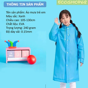 Áo Mưa Cho Bé 3-10 Tuổi Cao Cấp EcoShop68 Áo Mưa Trẻ Em Đi Học Trùm Balo Tiện Lợi Mũ Có Kính Che
