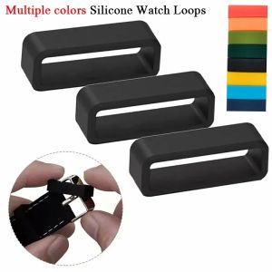 Rubber Watchbands Black Strap Loop Ring Silicone Watch Bands Accessories Holder 12 14 16 18 20 22 24 Mm Locker 2/4/5Pcs