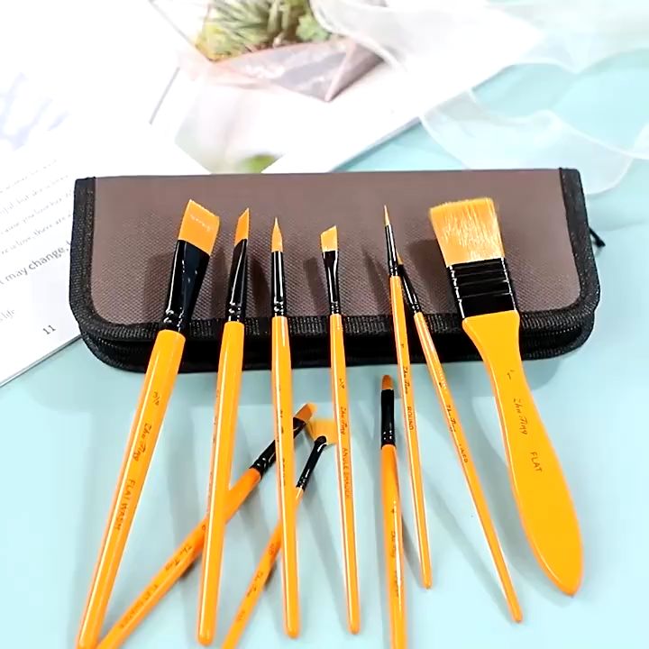 Korea Professional Nylon Paint Brush 10pcs,Oil Brush Pen Set for