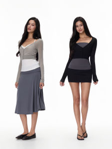100% Lyocell V-Neck Slim Elastic Short Sleeve Knit Cardigan