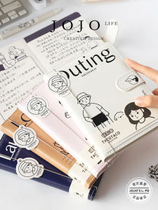 Sổ Tay JOJOS L. PD. Mr. Grocery Simple Color Page Illustration Notebook Wireless Glue Binding Leather Cover Universal Notebook