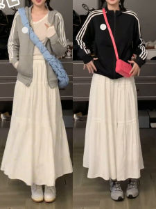 Váy Chữ a Dài Vừa Phải Bằng Vải Voan Màu Trắng Cạp Cao Cho Nữ Mùa Hè Mới Cỡ Lớn Che Mông Thon Gọn