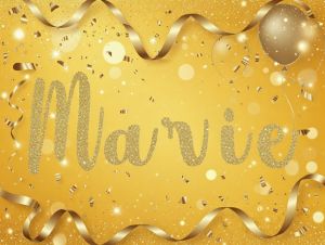 (SOLD PER PIECE) Letter cutouts for wall backdrop name decorations - Marie - Glittery gold - Cursive font - Decorative - Party scene