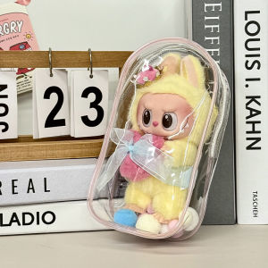 XINGGONGGUAN | Labubu กระเป๋าใส่ของสำหรับเด็ก PVC โปร่งใส ป้องกันฝุ่น กันรอยขีดข่วน กระเป๋าเดินทางสำหรับเด็กทารก ปกป้องผ้าฝ้าย ของเล่น ของใช้ในบ้าน