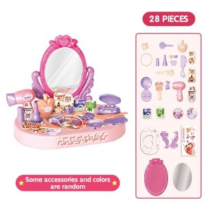 CONUSEA | Simulate Dressing Table Pretend Play Makeup Set Toy for Girls Scene Role Play DIY Stickers Childrens Toys Kids Birthday Gifts