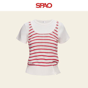 spao | Color Block Illusion Two-Piece T-Shirt Summer Style