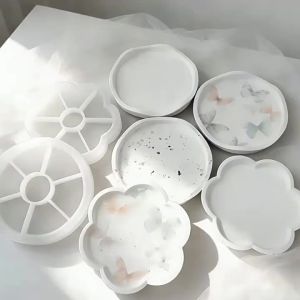 2026 NEW Flower Round Shape Silicone Tray Mold DIY Handmade Storage Tray Plaster Epoxy Resin Mold For Crafts Home Decor Making`
