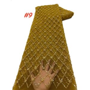 Vải Ren Cao Cấp Đính Hạt Sequin Châu Phi Chất Liệu Lưới Pháp Cao Cấp Dành Cho Váy Cưới Nigeria Vải Ren Sang Trọng