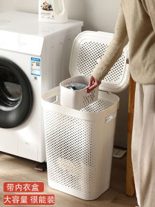 Giỏ Đựng Quần Áo Bẩn Dung Tích Lớn Có Bánh Xe Có Nắp Dùng Cho Nhà Tắm Phong Cách Nhật Bản Loại Bỏ Rác Thải