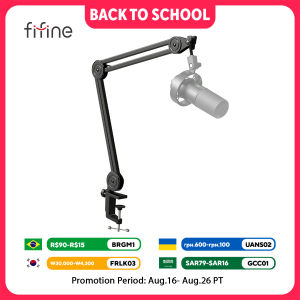 Fifine | FIFINE Microphone Arm BoomSuspension Stand-Heavy Duty Boom with Desk Clamp for AM8GamingStreamingPodcastingRecording-BM63