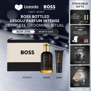 BOSS Complete Grooming Ritual | BOSS Bottled Absolu Parfum Intense 100ml + Complimentary Shower Gel 50ml + BOSS Pouch