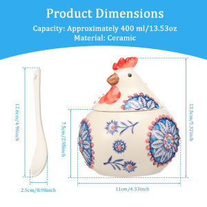 Ceramic Salt Cellar Chicken Salt Jar Kitchen Countertop Salt Holder for CounterCoffeeSugarSpices&CandiesSalt Containers