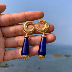 CAFFTI | Dramatic Vintage Blue Agate Water Drop Earrings