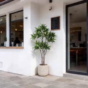 Kmitang | 50-133cm Artificial Palm Tree Fake Ficus Plant Faux Dracaena Tree Branch Green Oak Plastic Litsea Leaves For Home Garden Decor
