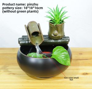 Country Style Ceramic Fountain Desktop Small Ornaments Living Room TV Cabinet Decorations Opening Ceremony Gifts