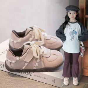 Genuine Leather Girls Running Shoes Autumn New Style Dequn Shoes Childrens Sports Shoes Girl Dad Shoes Agan Shoes Low Top Breathable