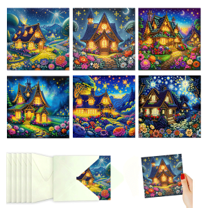 other | 6-Piece Diamond Painted set Greeting card Christmas pattern paper Material Christmas Eve Handwritten Blessing card Christmas gi