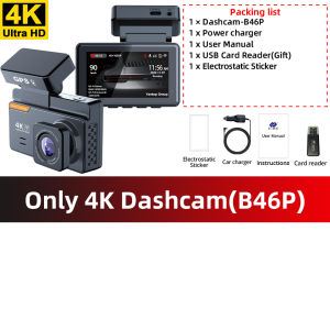 Driving Recorder 4K HD Night Vision Parking Monitoring Dash Cam Support GPS WiFi Optional 1080P Rear Camera Car DVR
