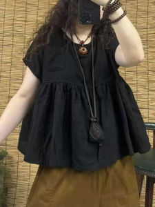 Áo Sơ Mi Nữ Tay Ngắn Cổ Tròn Dáng Rộng Mùa Hè 2025 Thời Trang Đơn Giản Đa Năng Cỡ Nhỏ Thường Ngày